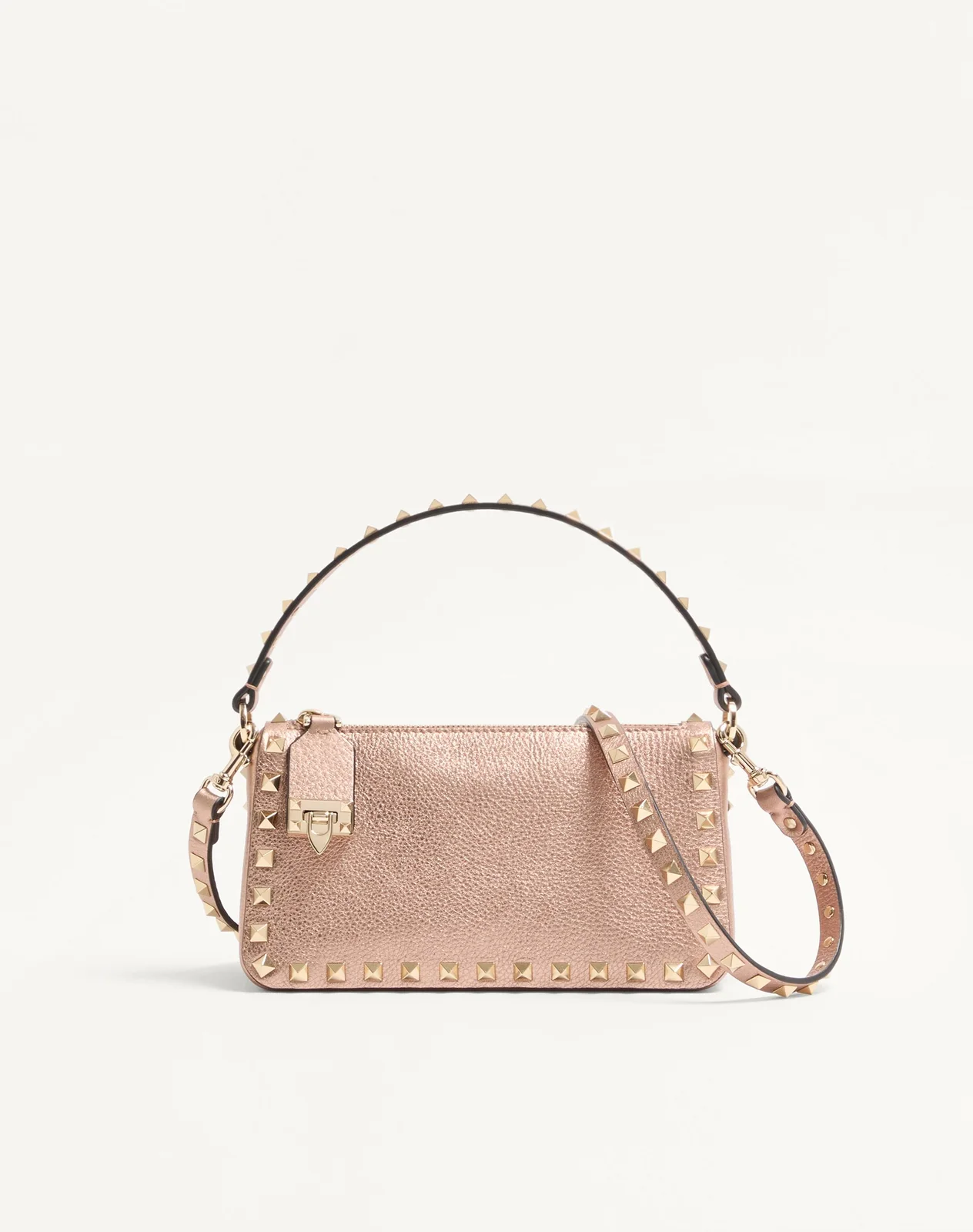 Маленькая сумка через плечо Valentino Garavani Rockstud из ламинированной зернистой телячьей кожи — фото 1