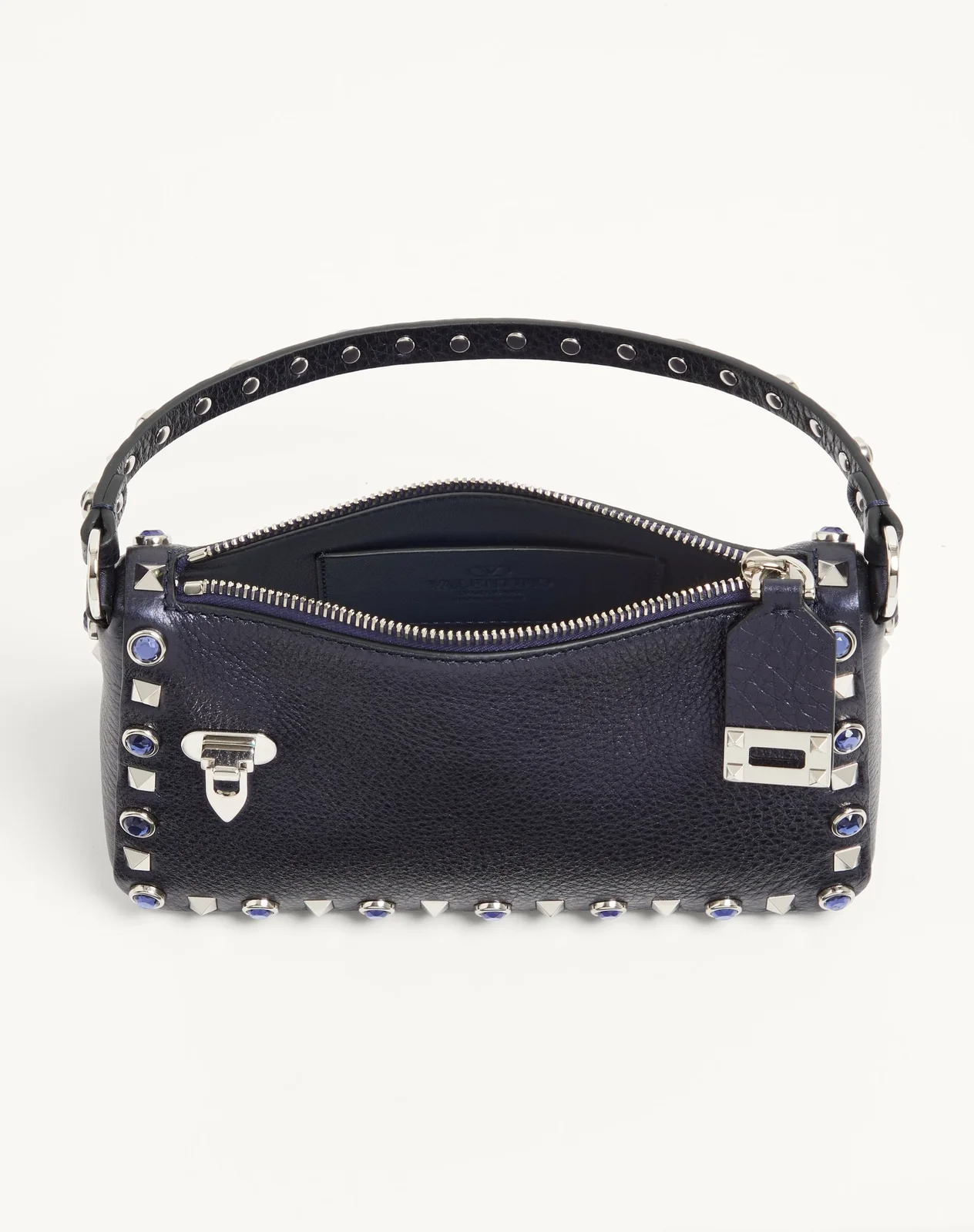 Маленькая сумка через плечо Valentino Garavani Rockstud из ламинированной телячьей кожи с кабошонами — фото 5