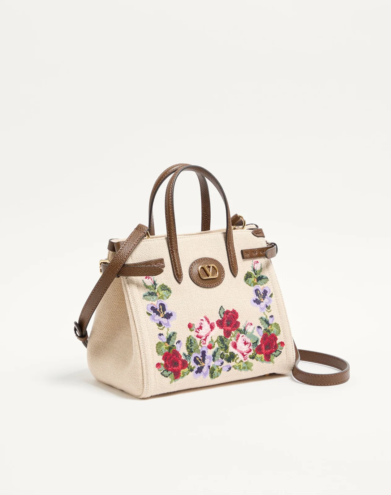 Маленькая сумка-тоут Valentino Garavani Antibes из льна с вышивкой — фото 3