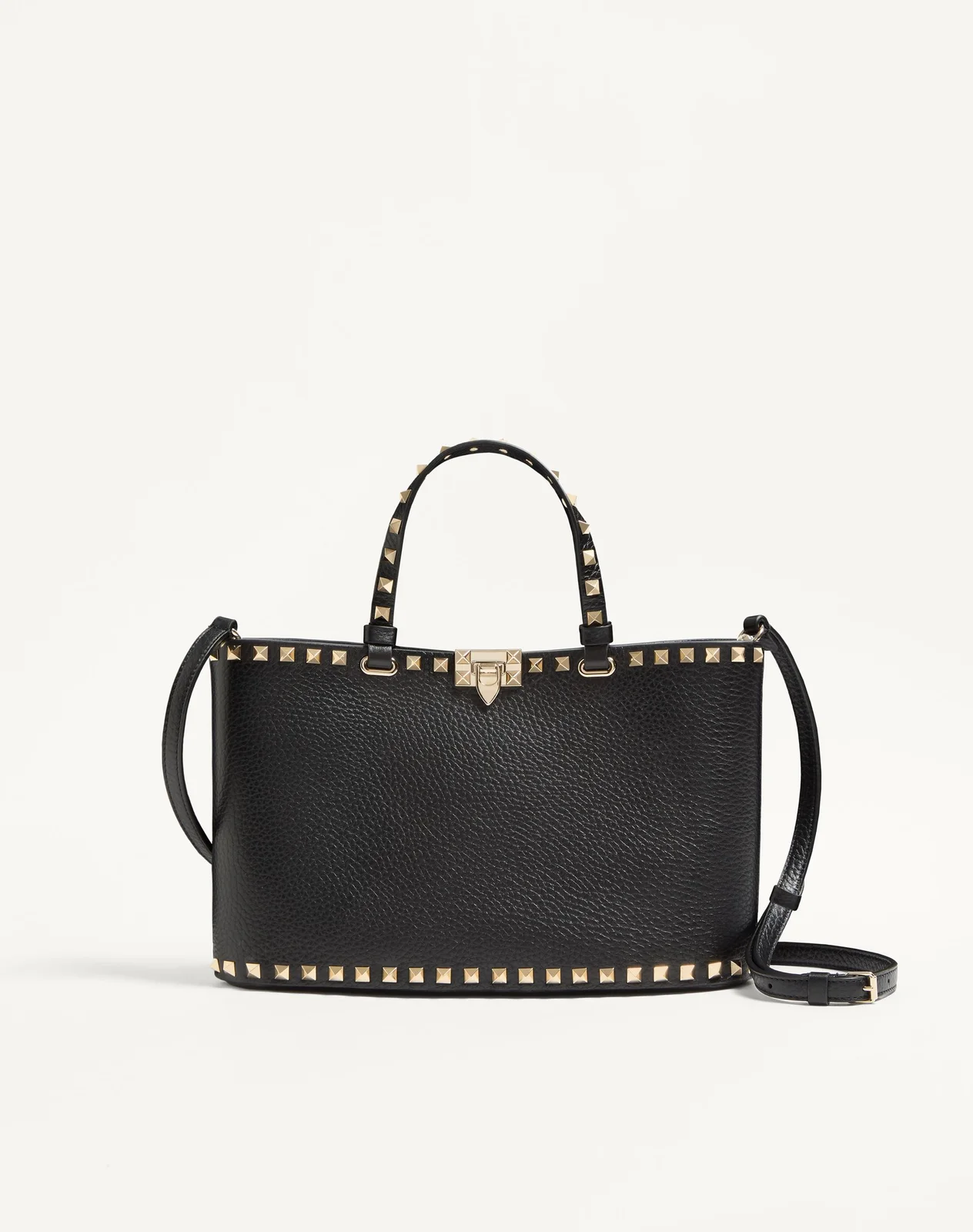 Маленькая сумка-тоут Valentino Garavani Rockstud из зернистой телячьей кожи — фото 1