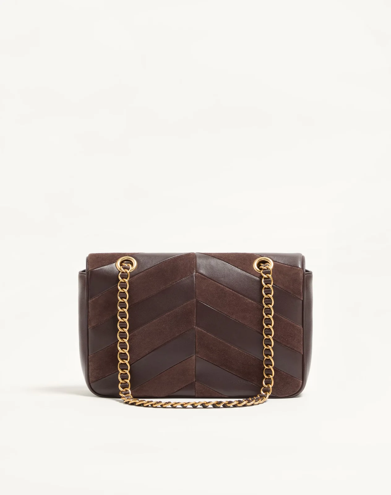 Сумка на цепочке среднего размера Valentino Garavani Djuna из замши и кожи наппа с шевронным узором — фото 5