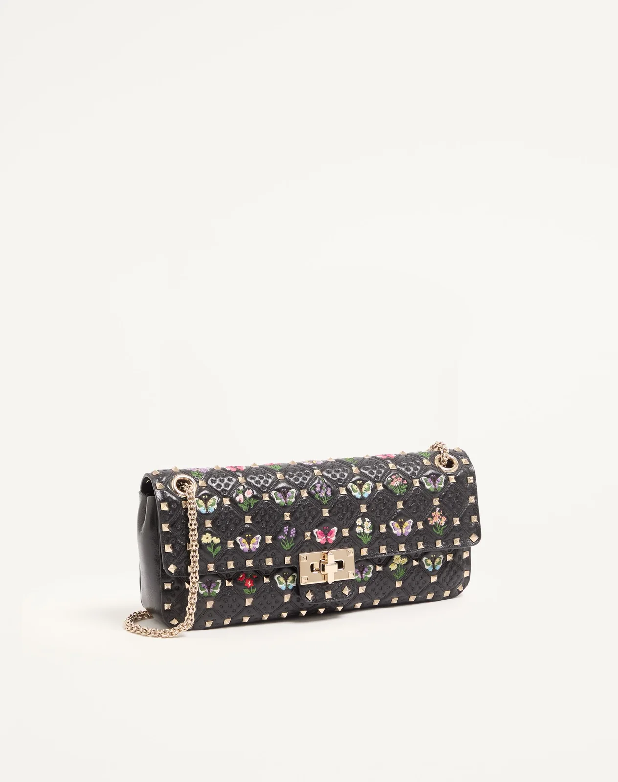 Сумка через плечо среднего размера Valentino Garavani Rockstud Spike из кожи наппа с вышивкой — фото 3