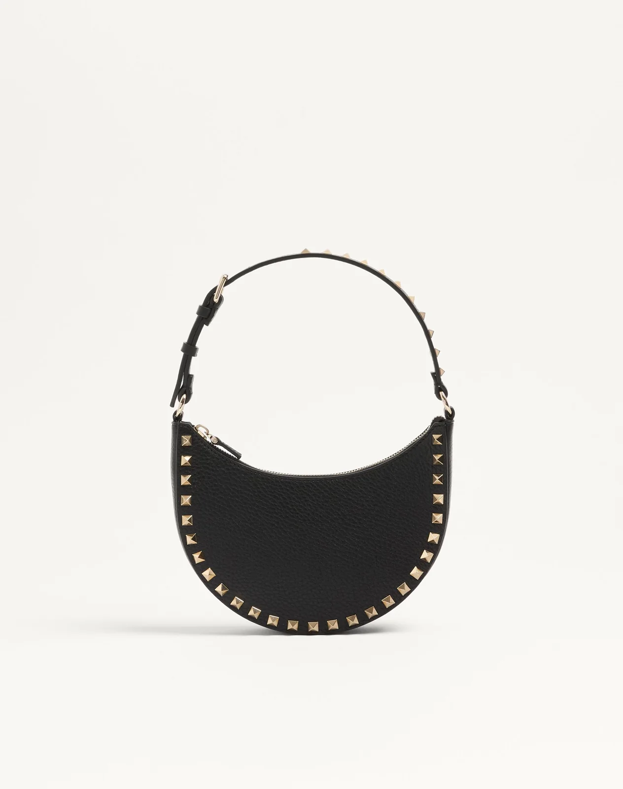 Мини-сумка-хобо Rockstud из зернистой телячьей кожи — фото 1