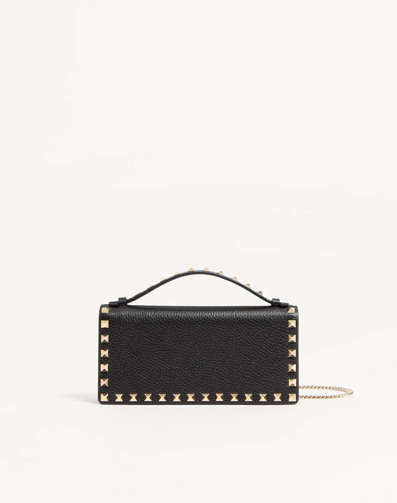 Кошелёк на цепочке Rockstud из зернистой телячьей кожи — фото 1