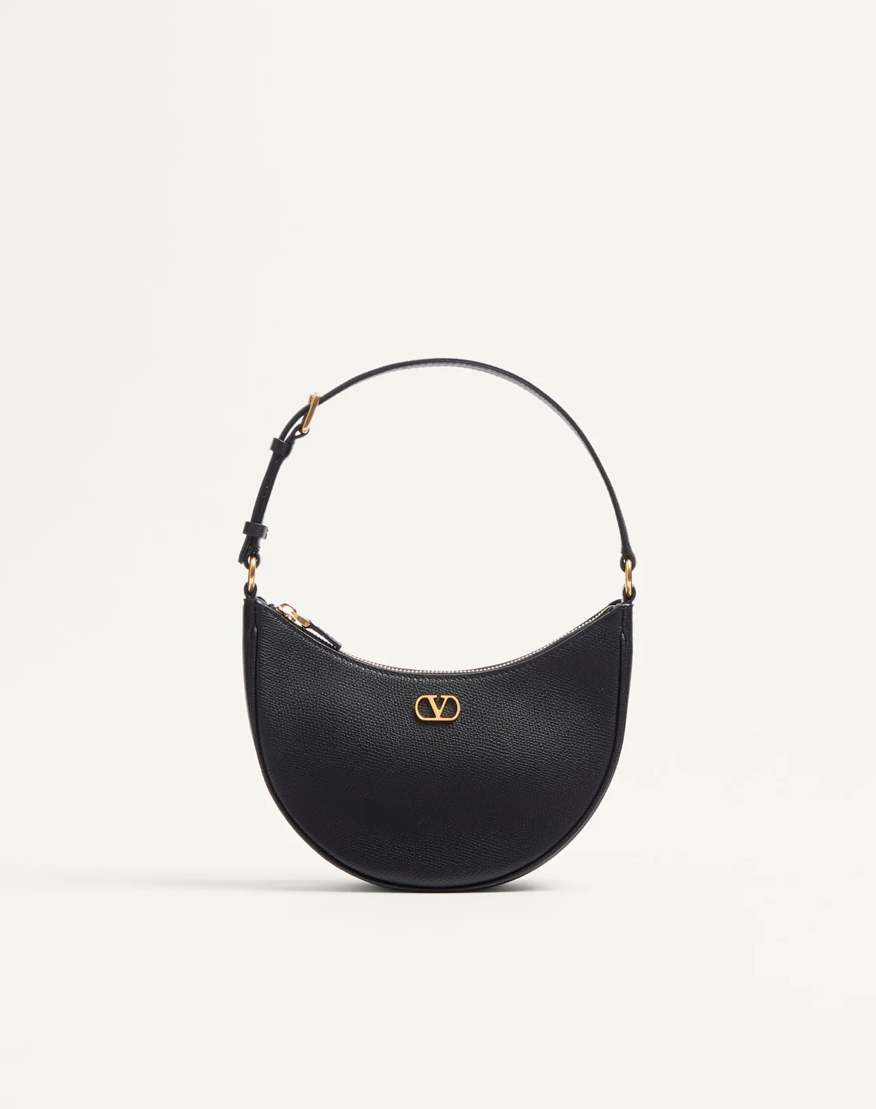 Мини-сумка-хобо VLogo Signature из зернистой телячьей кожи — фото 1