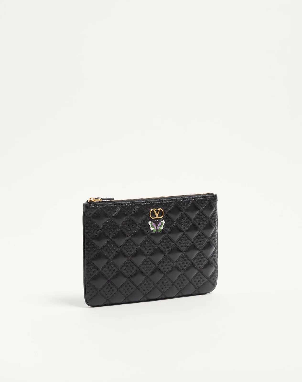 Клатч Flutterby Valentino Garavani из глянцевой кожи наппа с вышивкой в виде бабочки — фото 2