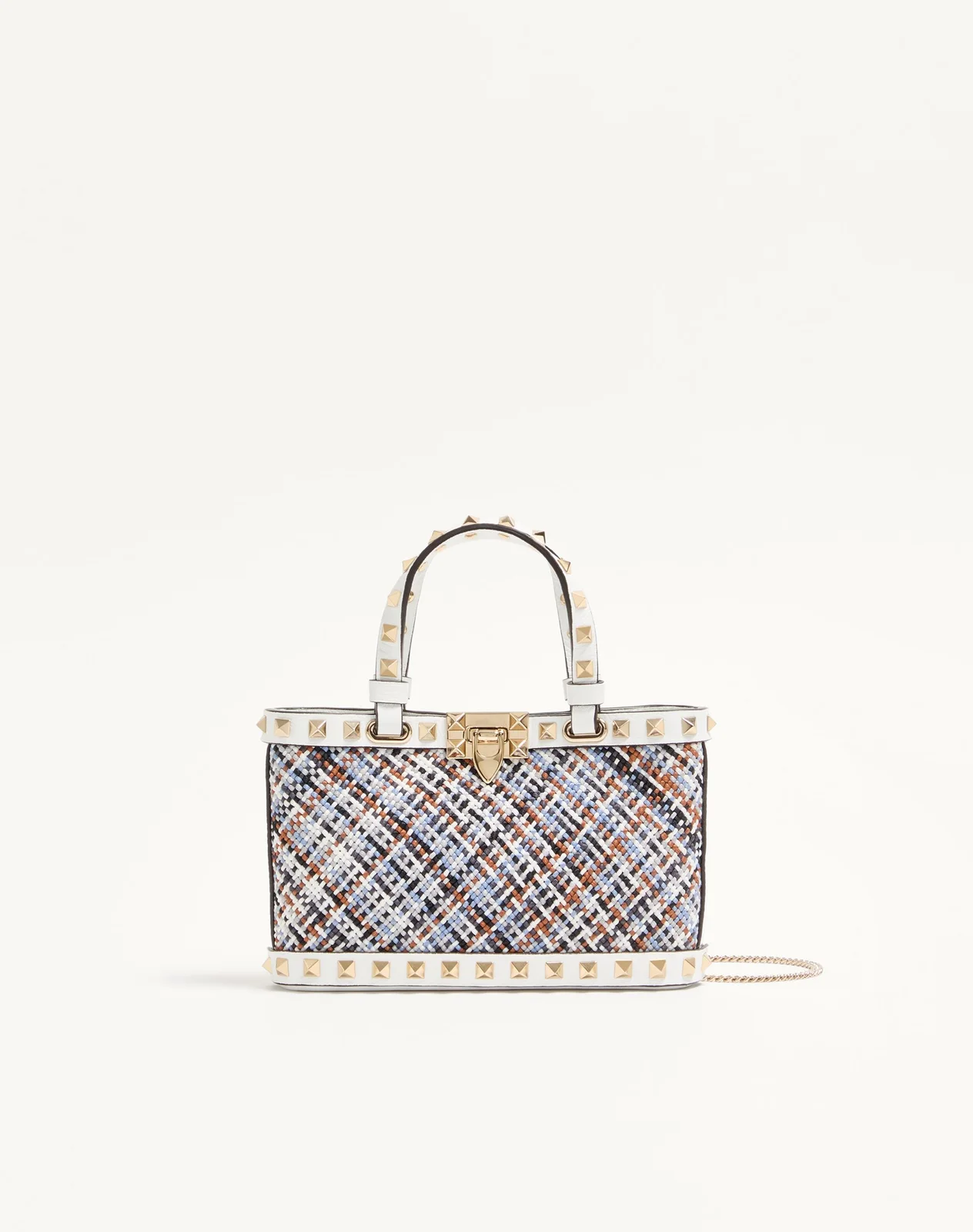 Мини-сумка-тоут Valentino Garavani Rockstud из плетёного текстиля