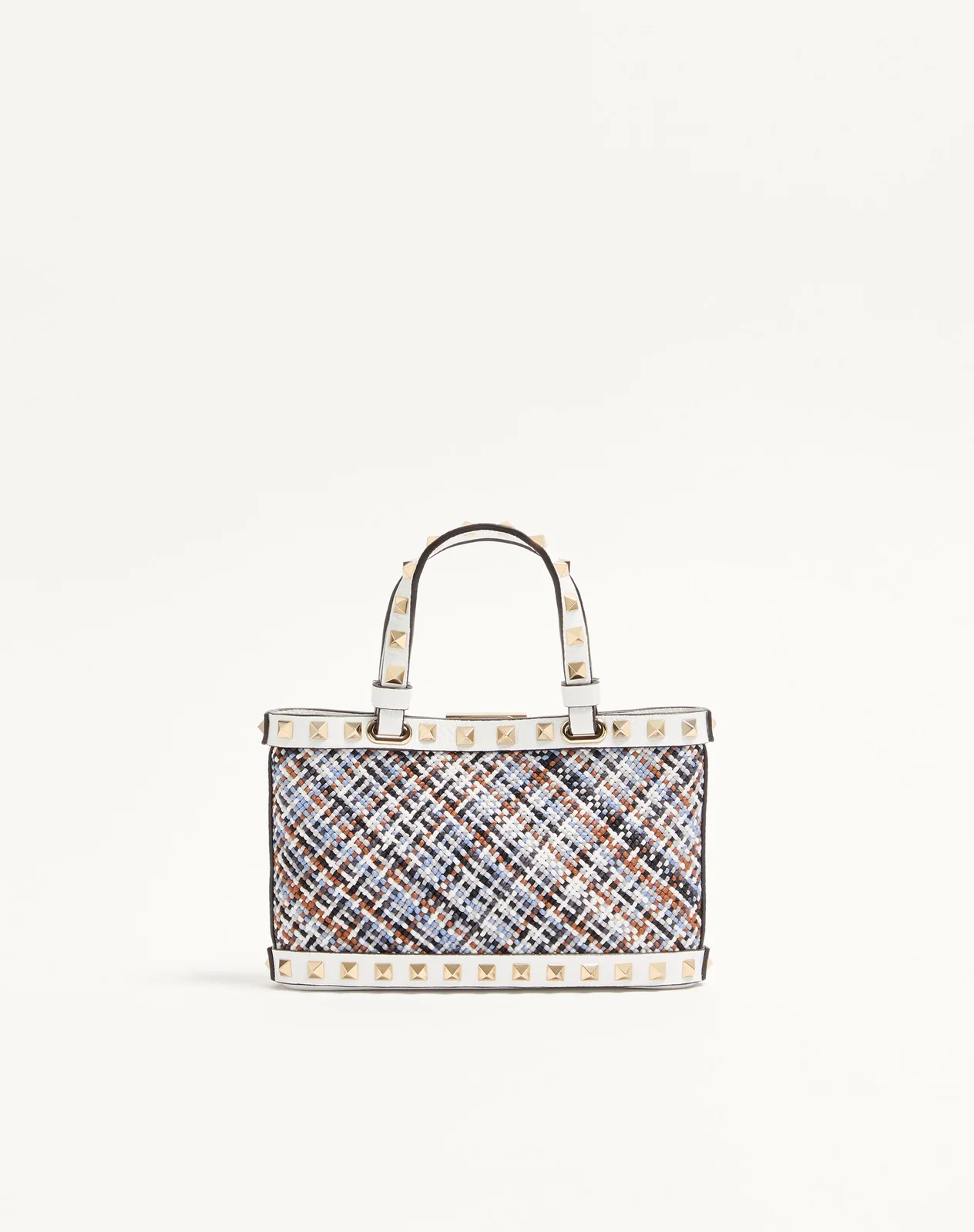 Мини-сумка-тоут Valentino Garavani Rockstud из плетёного текстиля — фото 5