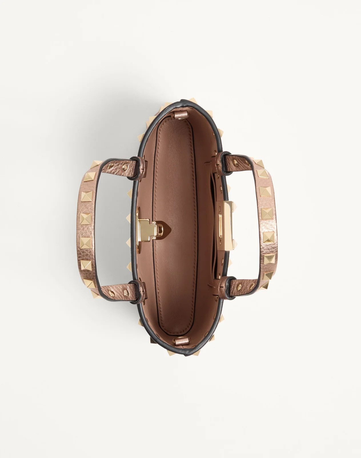 Мини-сумка-тоут Rockstud из ламинированной зернистой телячьей кожи — фото 6