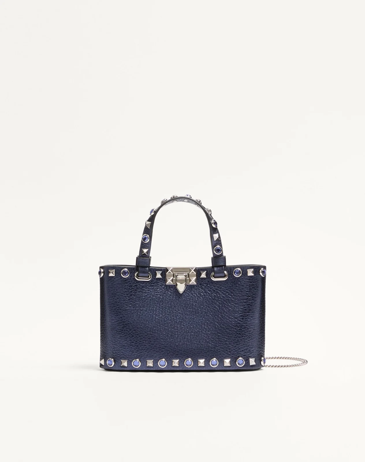Мини-сумка-тоут Valentino Garavani Rockstud из ламинированной телячьей кожи