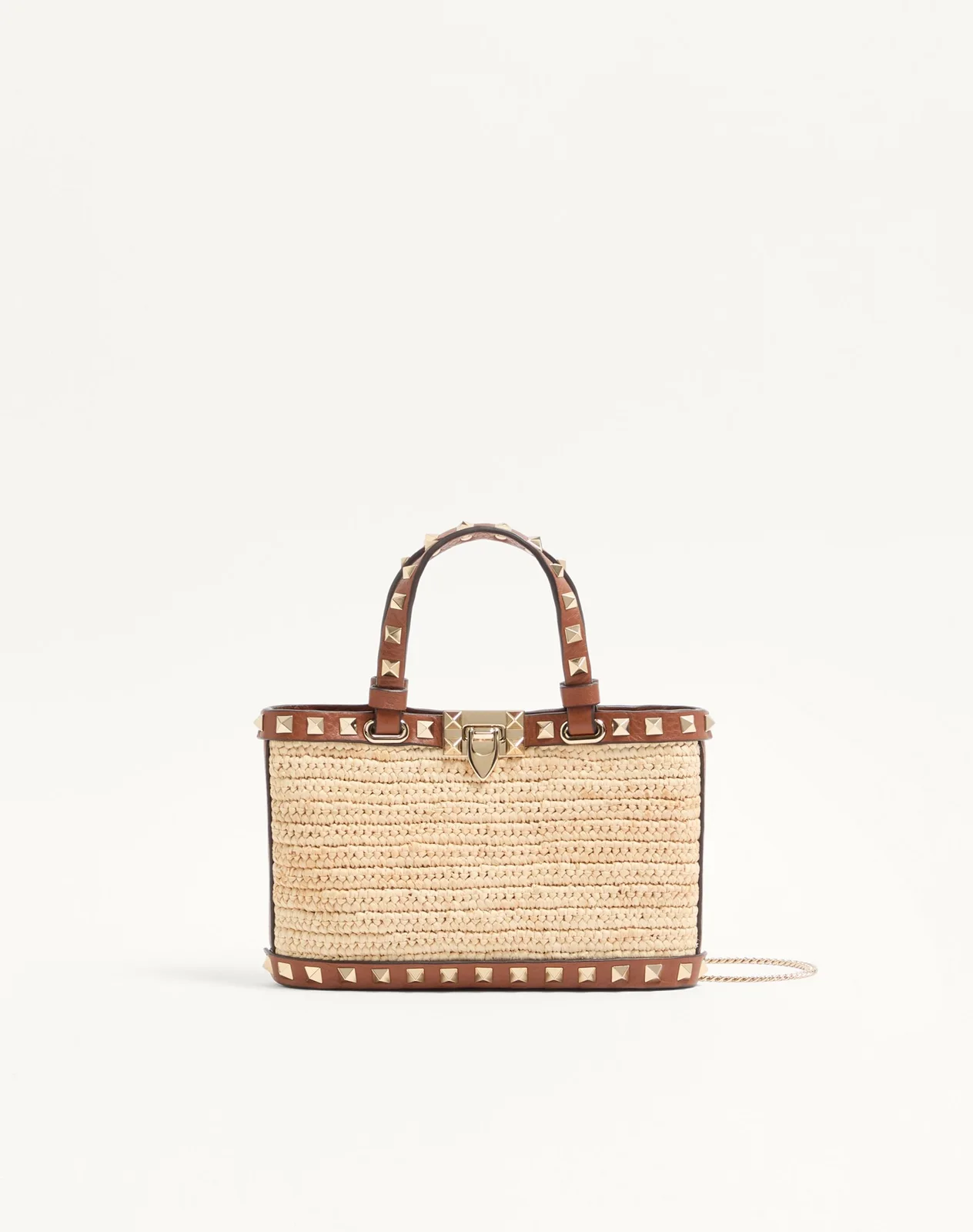 Мини-сумка-тоут Rockstud из рафии