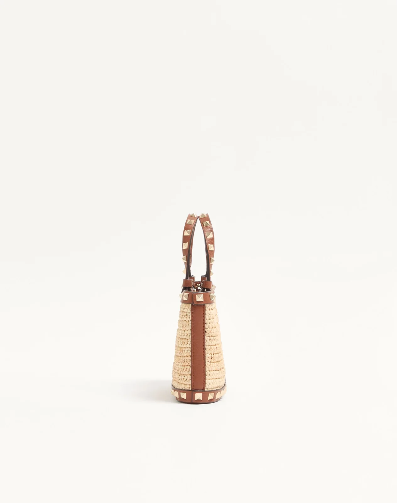 Мини-сумка-тоут Rockstud из рафии — фото 4