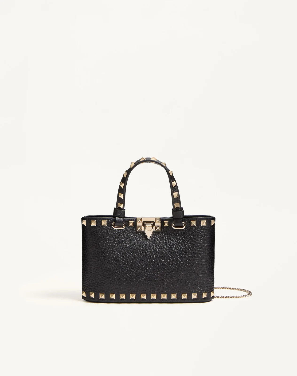 Мини-сумка-тоут Rockstud из зернистой телячьей кожи — фото 1