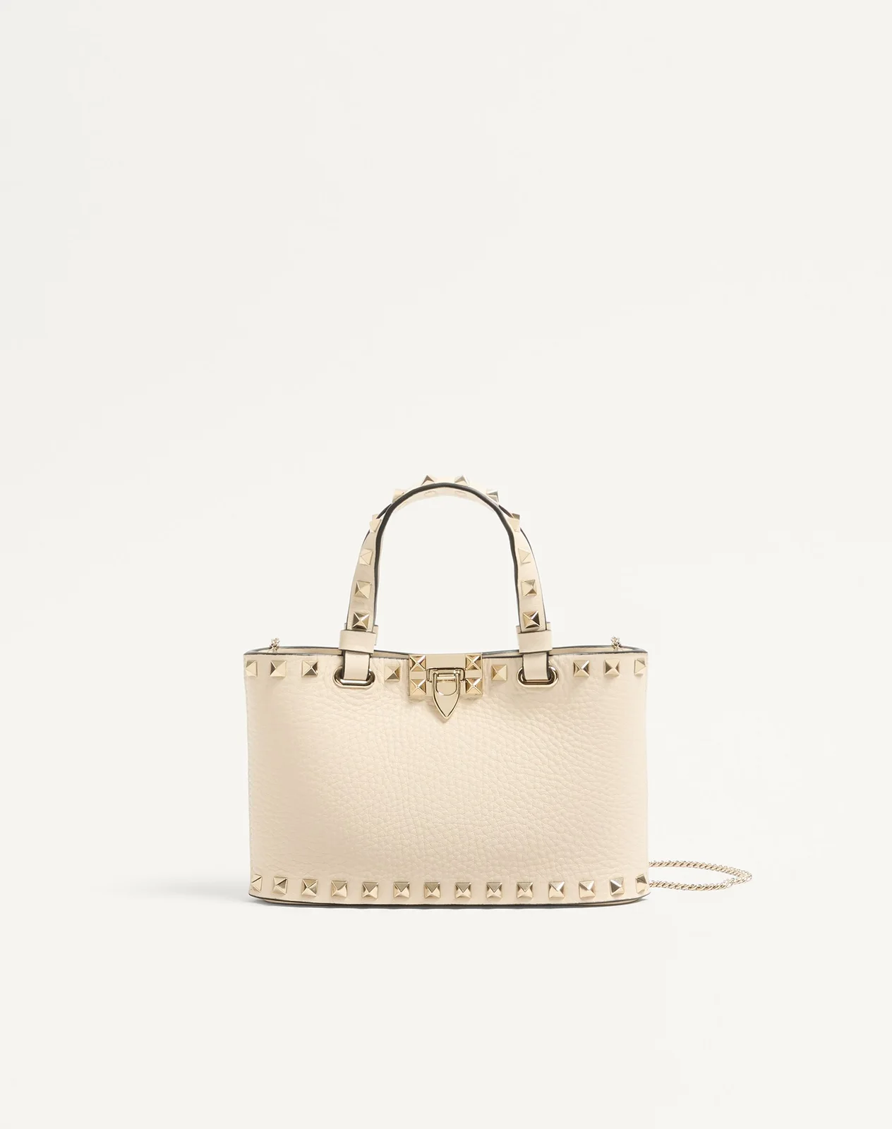 Мини-сумка-тоут Rockstud из зернистой телячьей кожи — фото 1