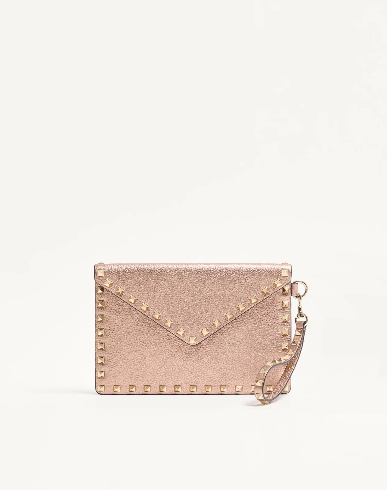 Клатч Rockstud из ламинированной зернистой телячьей кожи