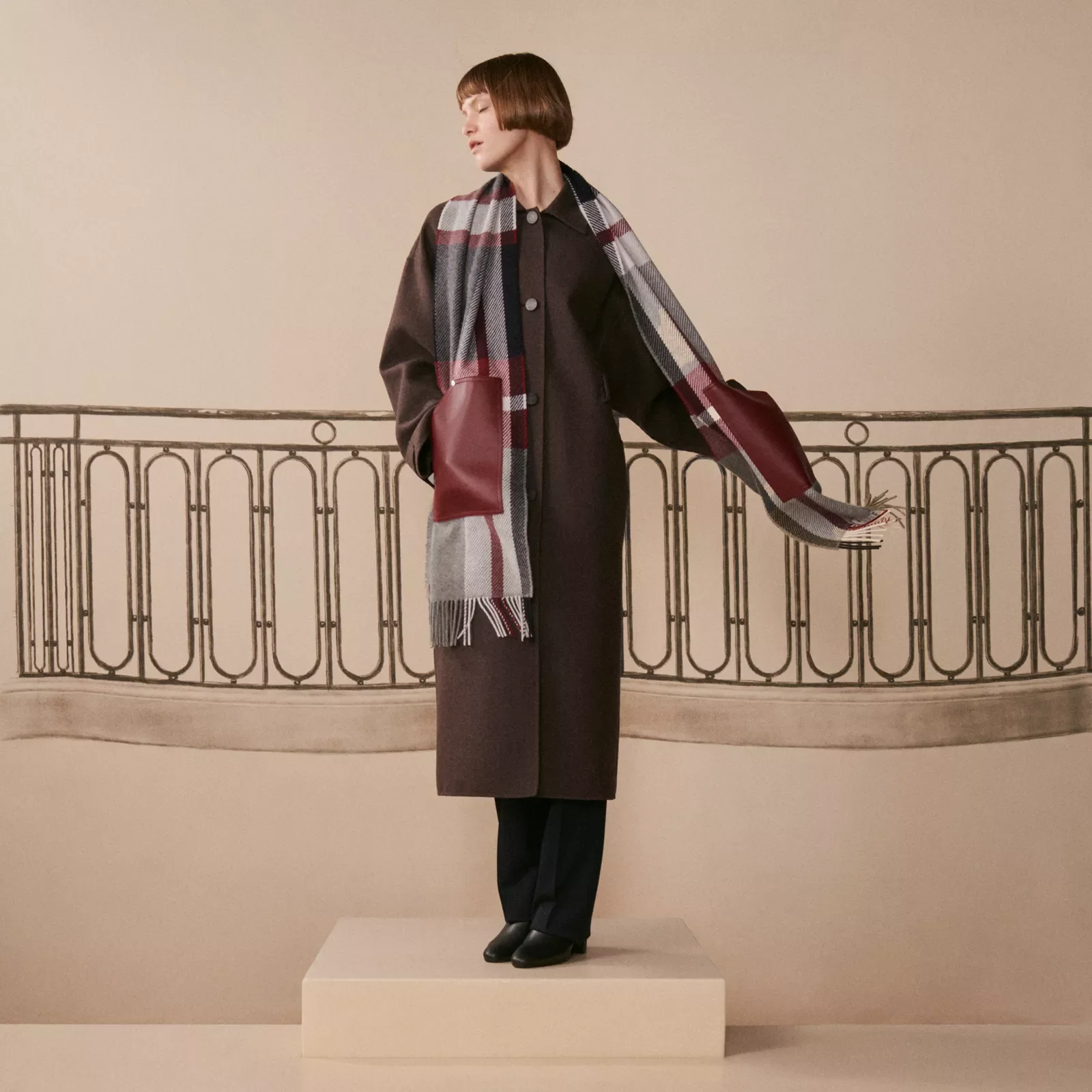 Tartan Poches Cuir Appliquees шарф — фото 1