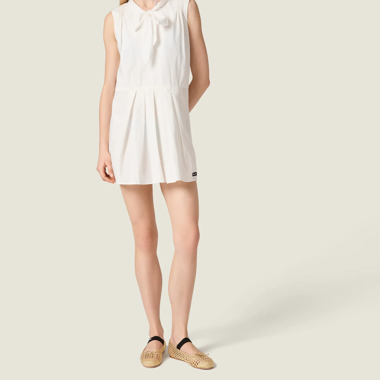 Балетки из плетеной кожи наппа бронзового цвета. — фото 5