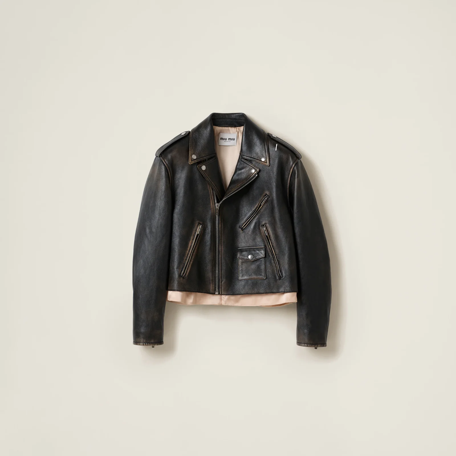Мотоциклетная куртка из кожи наппа — фото 1