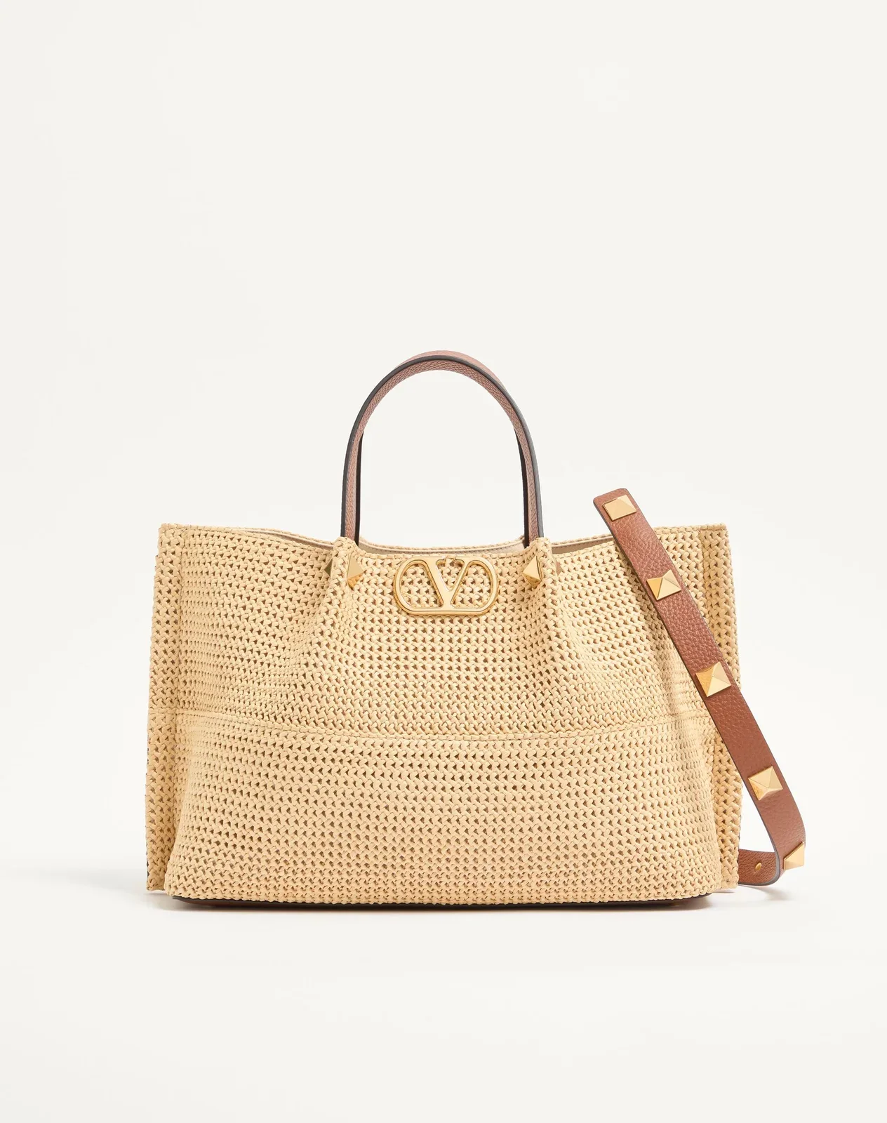 Сумка-тоут среднего размера Valentino Garavani VLogo Signature Summer из рафии — фото 1