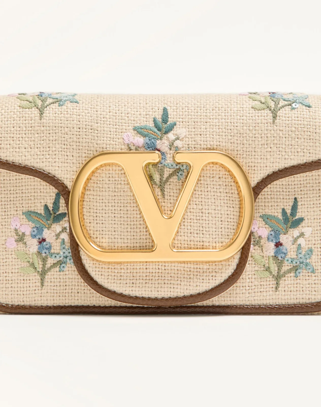 Маленькая сумка через плечо Valentino Garavani Locò из льна с вышивкой — фото 8