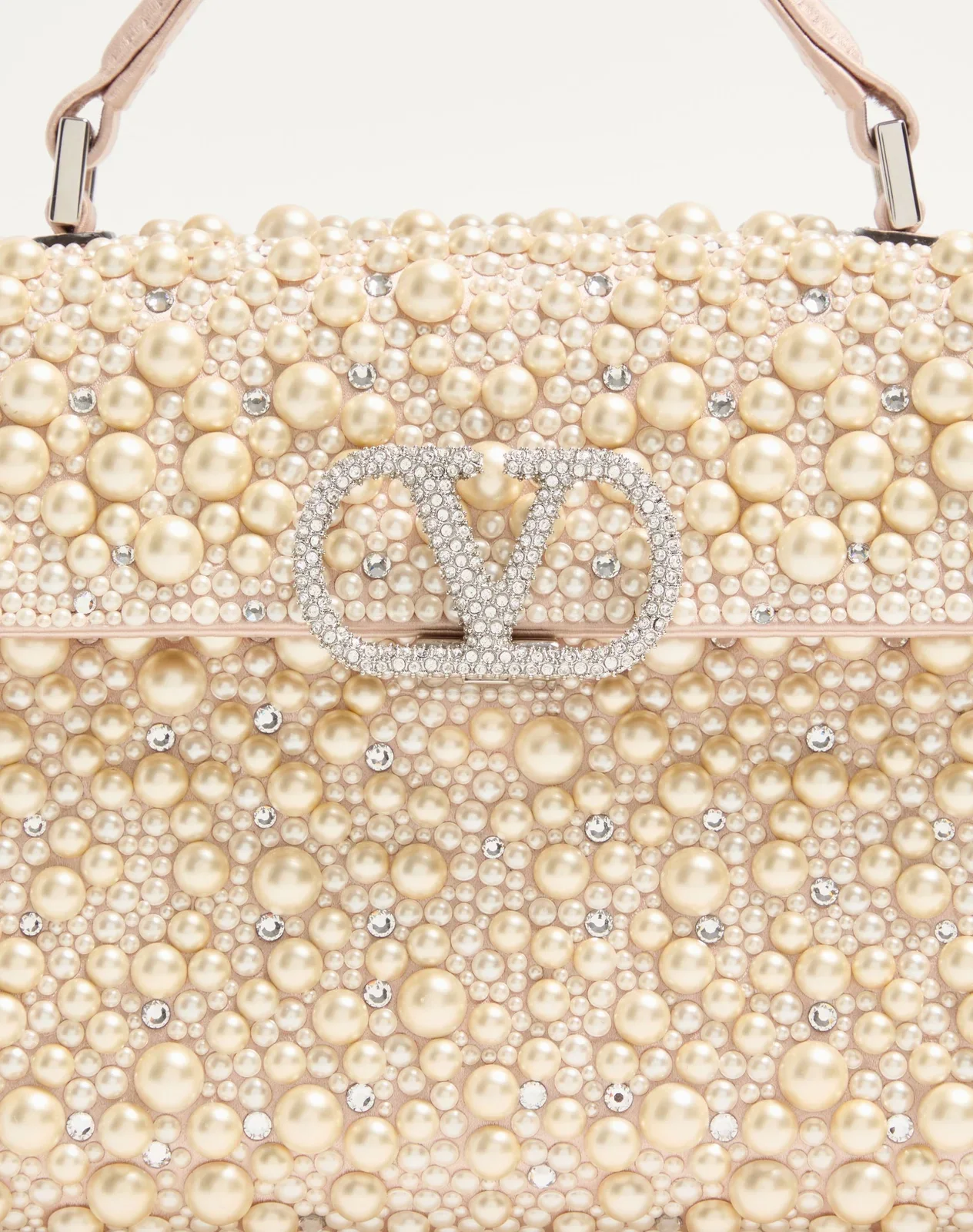 Мини-сумка с ручкой Valentino Garavani VSLING с жемчугом, стразами и ювелирным логотипом — фото 8