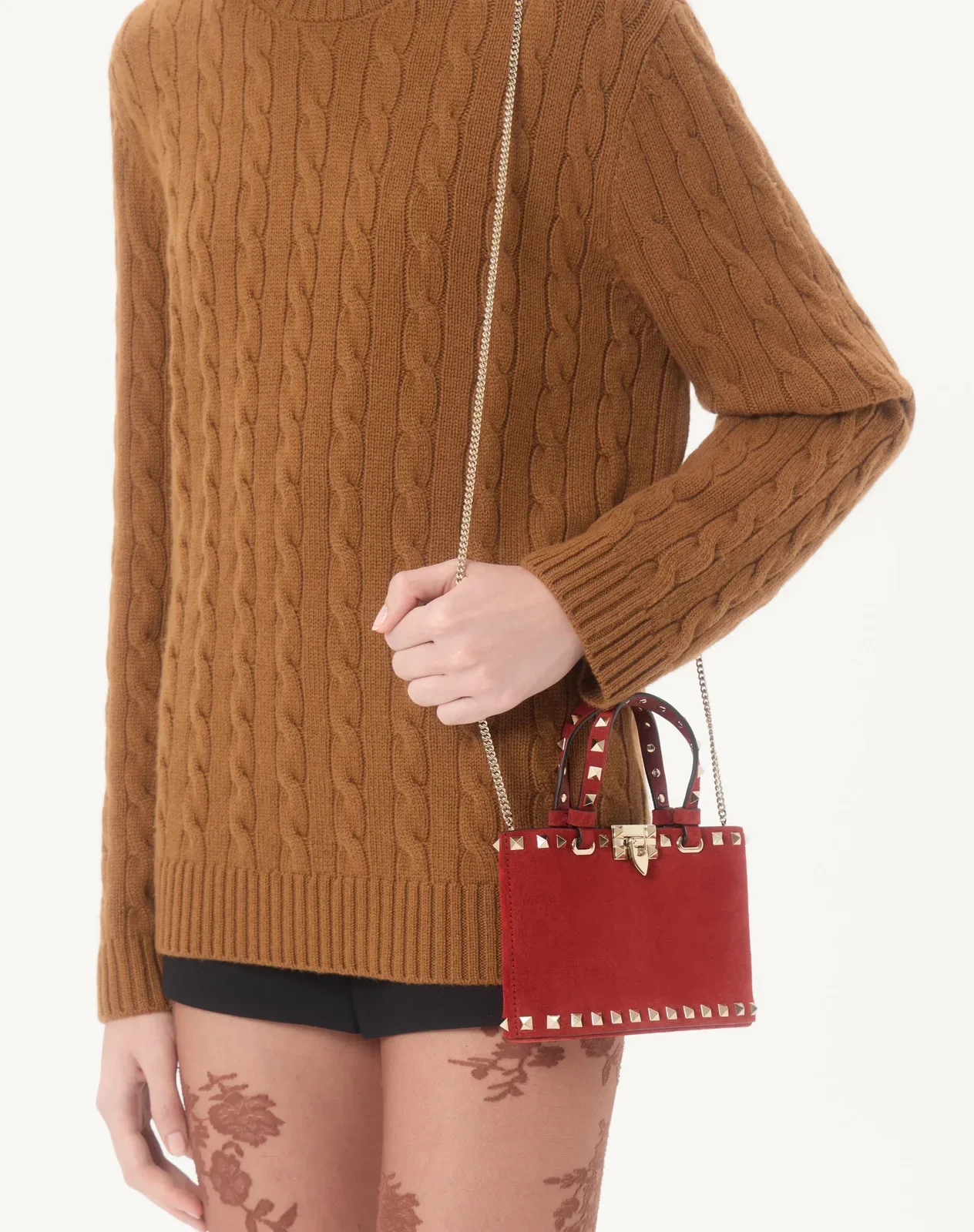 Мини-сумка-тоут Rockstud из замши — фото 2