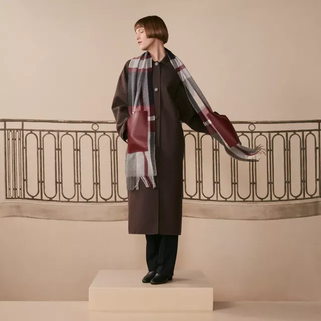 Tartan Poches Cuir Appliquees шарф