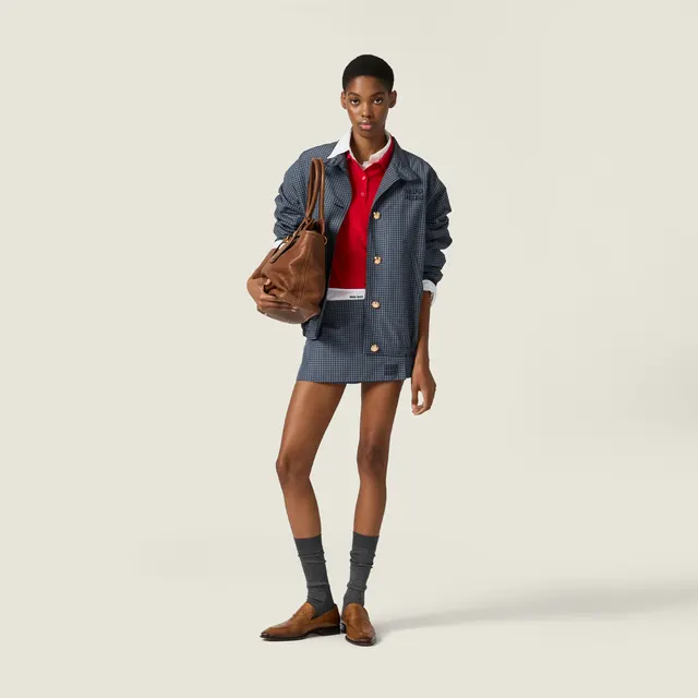 Мини-юбка-брюки из технической ткани в клетку