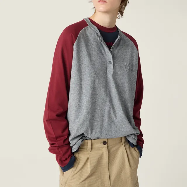 Рубашка Henley ИЗ хлопкового трикотажа