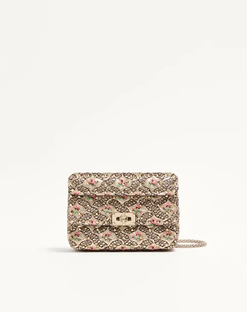 Маленькая сумка Valentino Garavani Rockstud Spike из жаккарда Papier Floral
