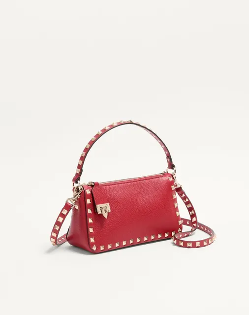 Маленькая сумка через плечо Rockstud из зернистой телячьей кожи