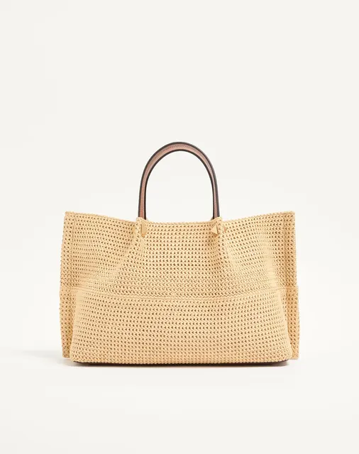 Сумка-тоут среднего размера Valentino Garavani VLogo Signature Summer из рафии