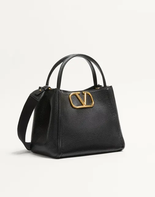 Сумка с ручками среднего размера Valentino Garavani Alltime из зернистой телячьей кожи