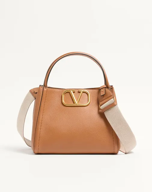 Сумка с ручками среднего размера Valentino Garavani Alltime из зернистой телячьей кожи