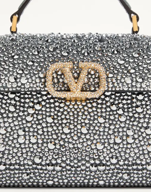 Мини-сумка с ручкой Valentino Garavani VSLING со стразами и ювелирным логотипом