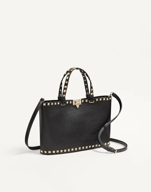 Маленькая сумка-тоут Valentino Garavani Rockstud из зернистой телячьей кожи