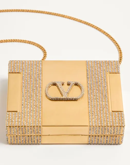 Клатч-минодьер Valentino Garavani Minaumorphe из металла с кристаллами Swarovski® и атласным футляром