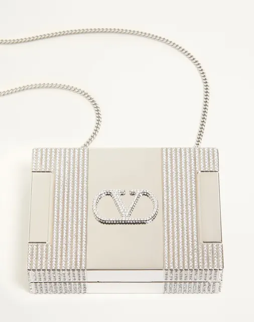 Клатч-минодьер Valentino Garavani Minaumorphe из металла с кристаллами Swarovski® и атласным футляром