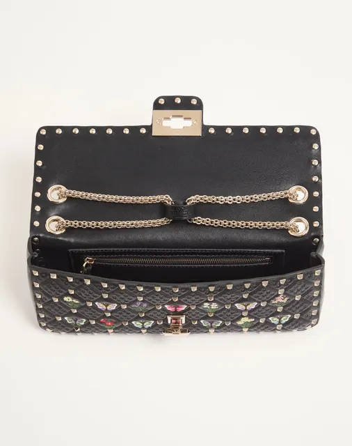 Сумка через плечо среднего размера Valentino Garavani Rockstud Spike из кожи наппа с вышивкой