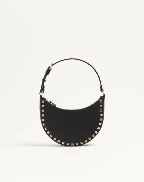 Мини-сумка-хобо Rockstud из зернистой телячьей кожи