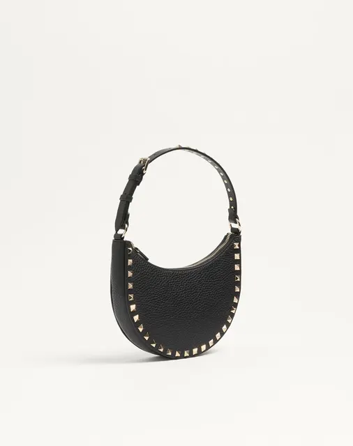 Мини-сумка-хобо Rockstud из зернистой телячьей кожи