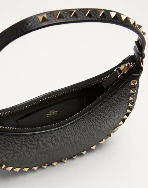 Мини-сумка-хобо Rockstud из зернистой телячьей кожи