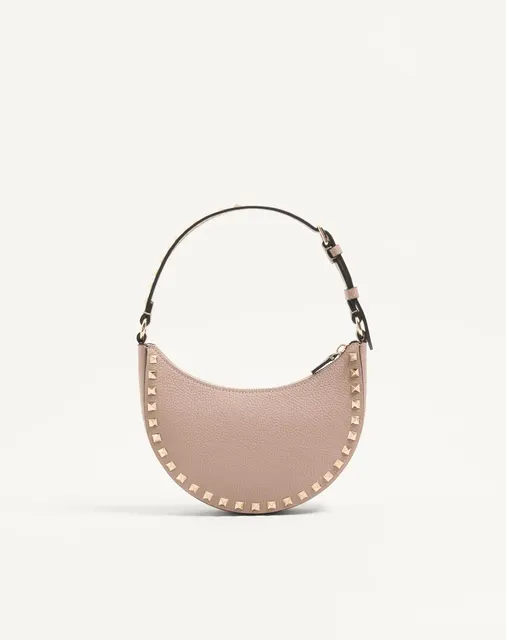 Мини-сумка-хобо Rockstud из зернистой телячьей кожи