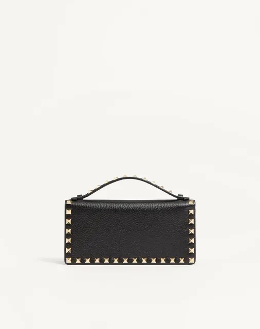 Кошелёк на цепочке Rockstud из зернистой телячьей кожи