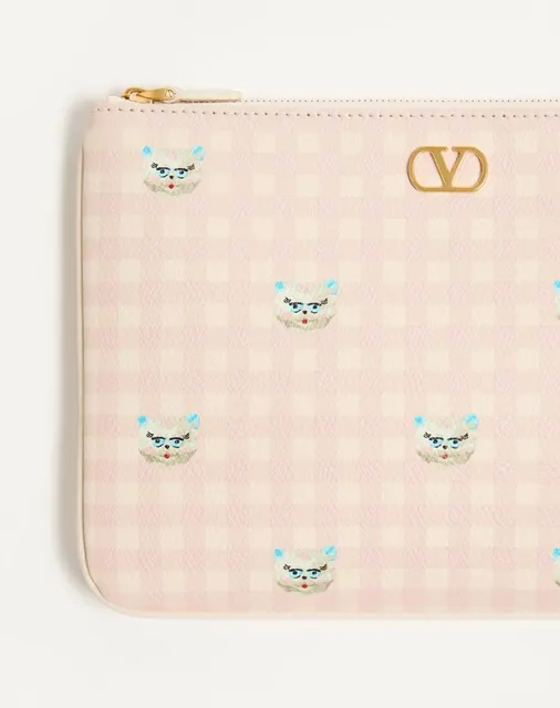 Клатч VLogo Signature из зернистой телячьей кожи Le Chat De La Maison