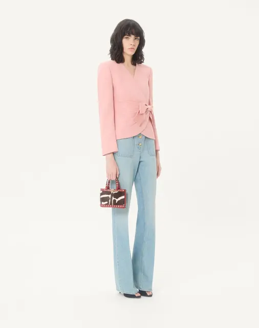Мини-сумка-тоут Valentino Garavani Rockstud из телячьей кожи с ворсистой отделкой и анималистичным принтом