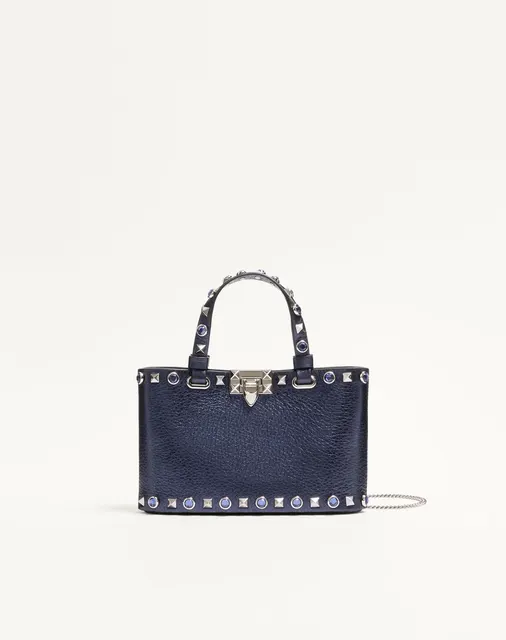 Мини-сумка-тоут Valentino Garavani Rockstud из ламинированной телячьей кожи