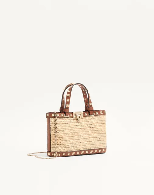 Мини-сумка-тоут Rockstud из рафии