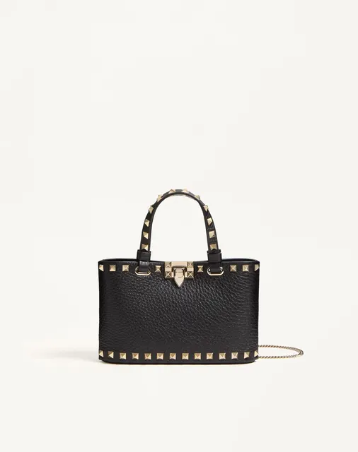Мини-сумка-тоут Rockstud из зернистой телячьей кожи
