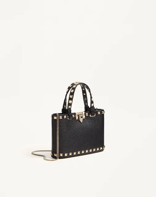 Мини-сумка-тоут Rockstud из зернистой телячьей кожи